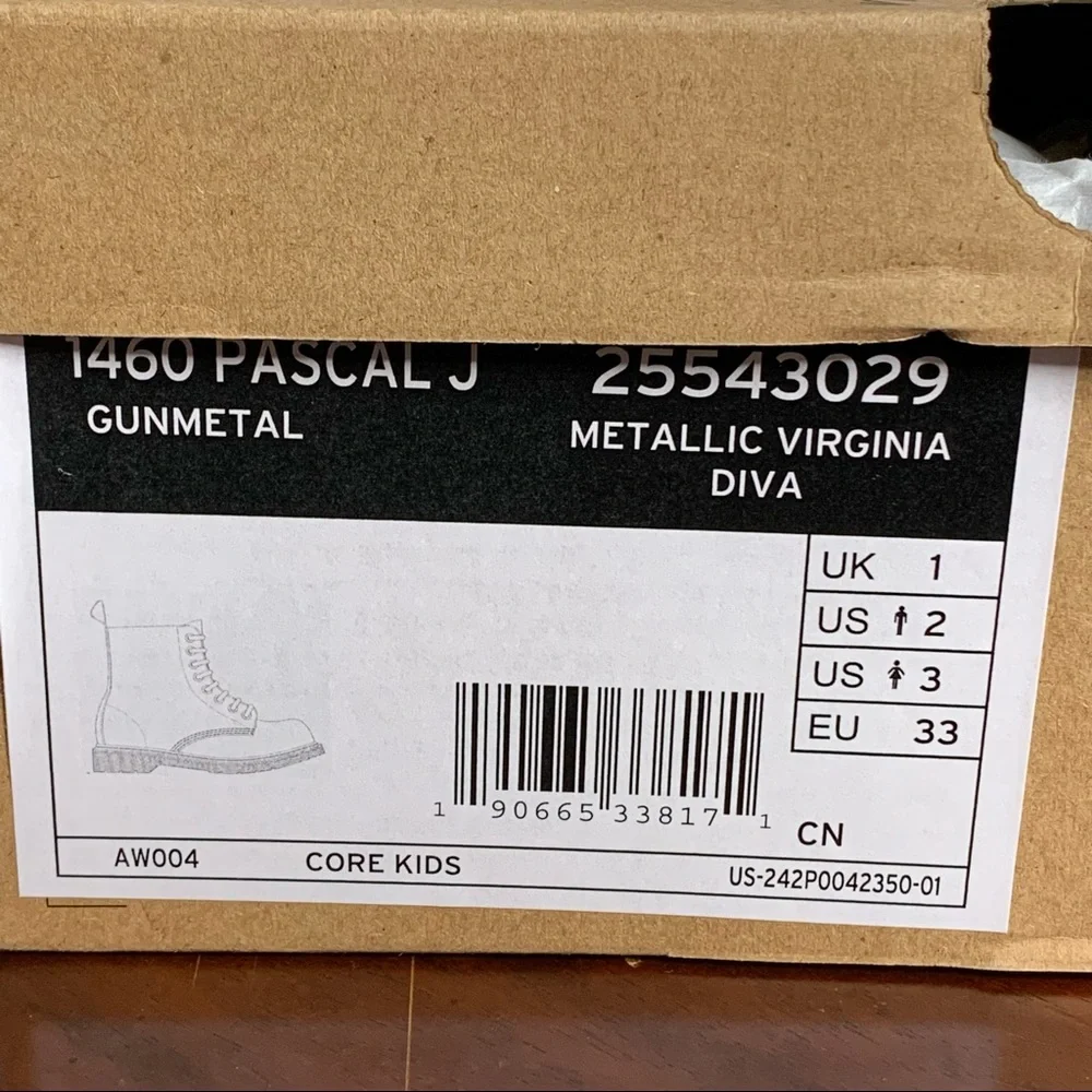 Kids’ Dr. Martens 1460 Pascal Metallic Virginia Diva Combat Boots